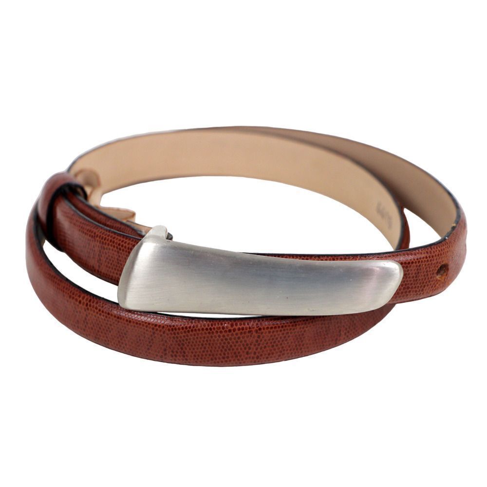 Ann Taylor TAN BROWN PEBBLED GENUINE LEATHER 3/4"Wd WOMEN'S SKINNY BELT M (X79